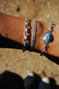 Four Directions Oval Link Turquoise Bracelet // Lavender Turquoise + Sterling Silver