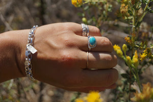 ‘Mini Feather Cut Ring #8 SIZE 6 // Sterling + Kingman Turquoise