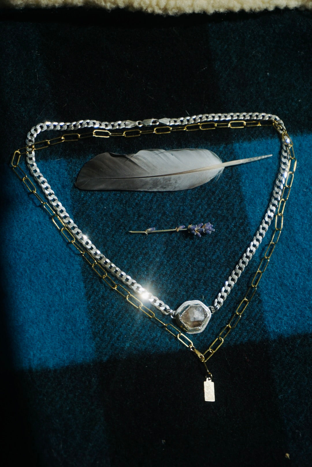 The Mini Abundance Necklace // Sterling Silver + Natural Faceted Smokey Quartz