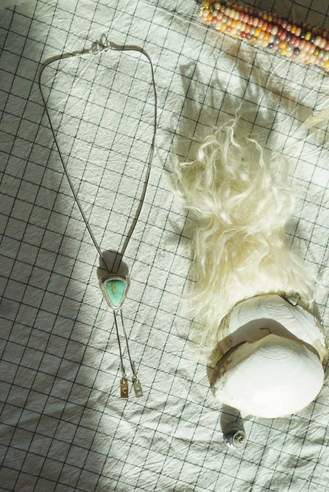 Sterling + Stone Minimal Bolo Necklace // Aqua Pilot Mountain Turquoise