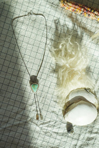 Sterling + Stone Minimal Bolo Necklace // Aqua Pilot Mountain Turquoise