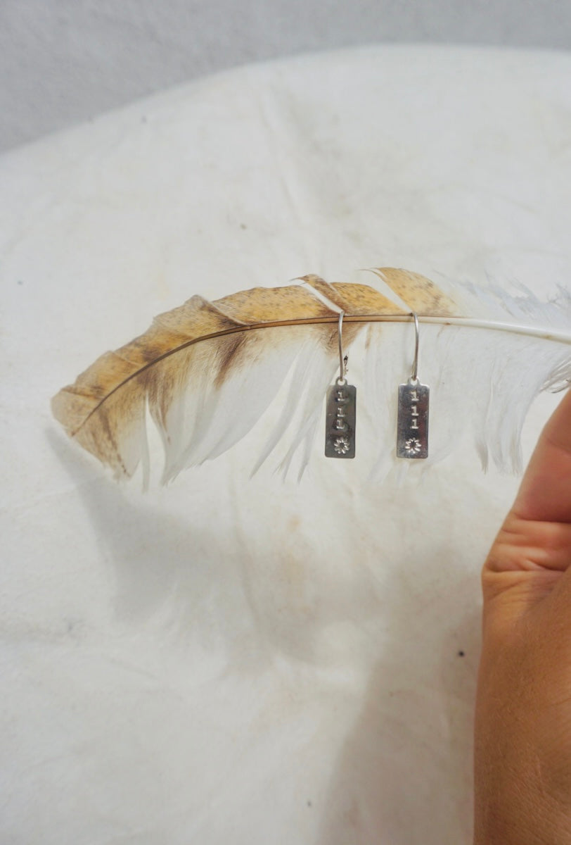 ‘Angel Number Tag Charmer Latchback Earrings // Sterling Silver