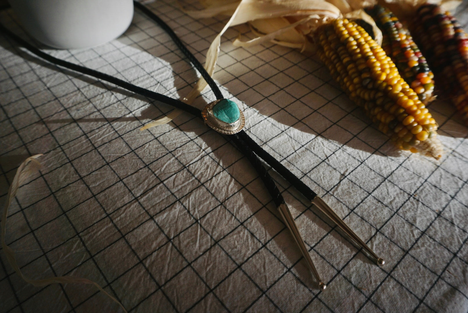 Of-the-World Western Bolo #11 // Marfa Turquoise, Genuine Leather + Sterling Silver