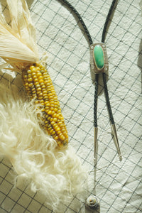 Of-the-World Western Bolo // Aqua Pilot Mountain Turquoise, Genuine Leather + Sterling Silver