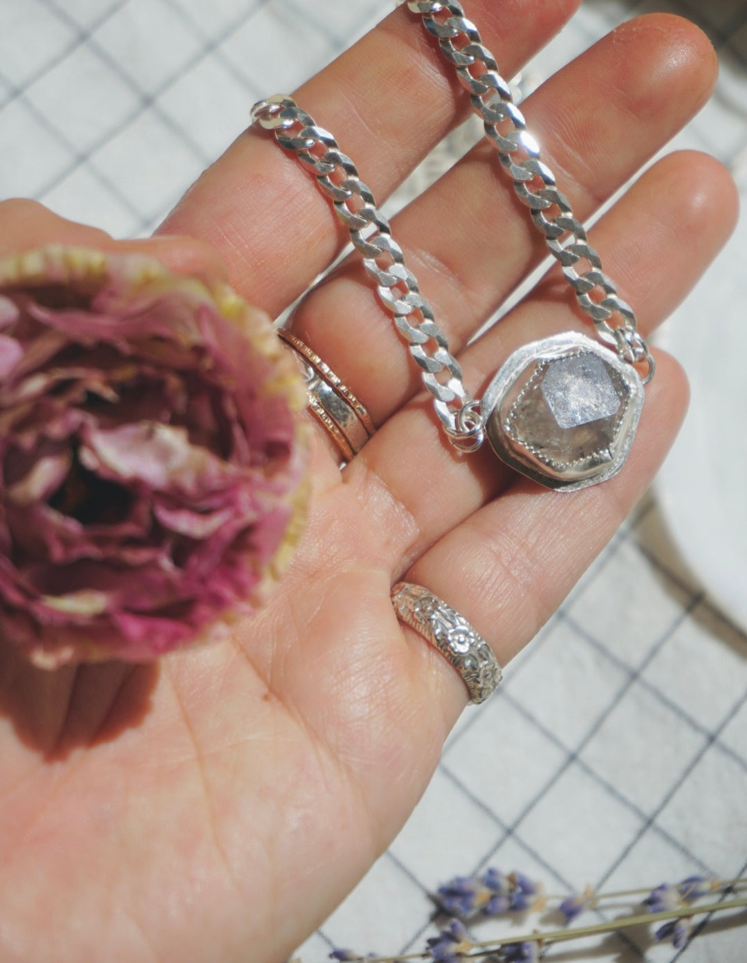 The Mini Abundance Necklace // Sterling Silver + Natural Faceted Smokey Quartz