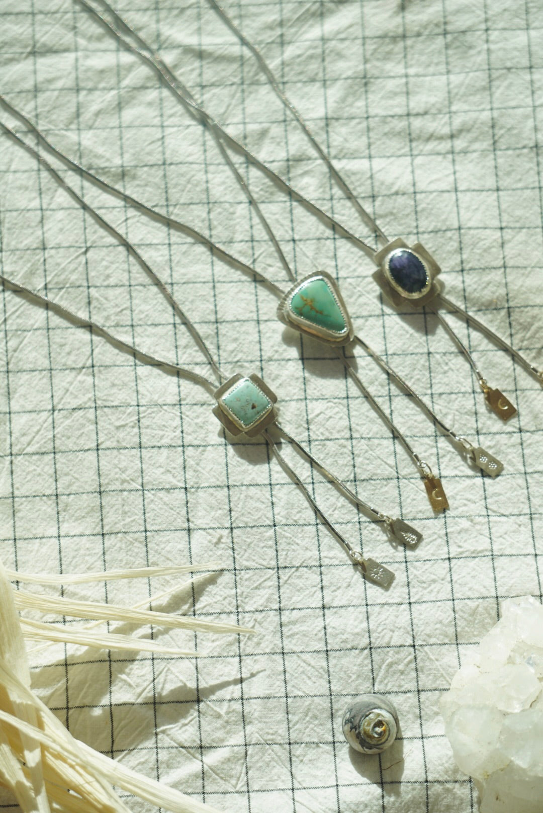 Sterling + Stone Minimal Bolo Necklace // Faceted Rose Cut Sapphire