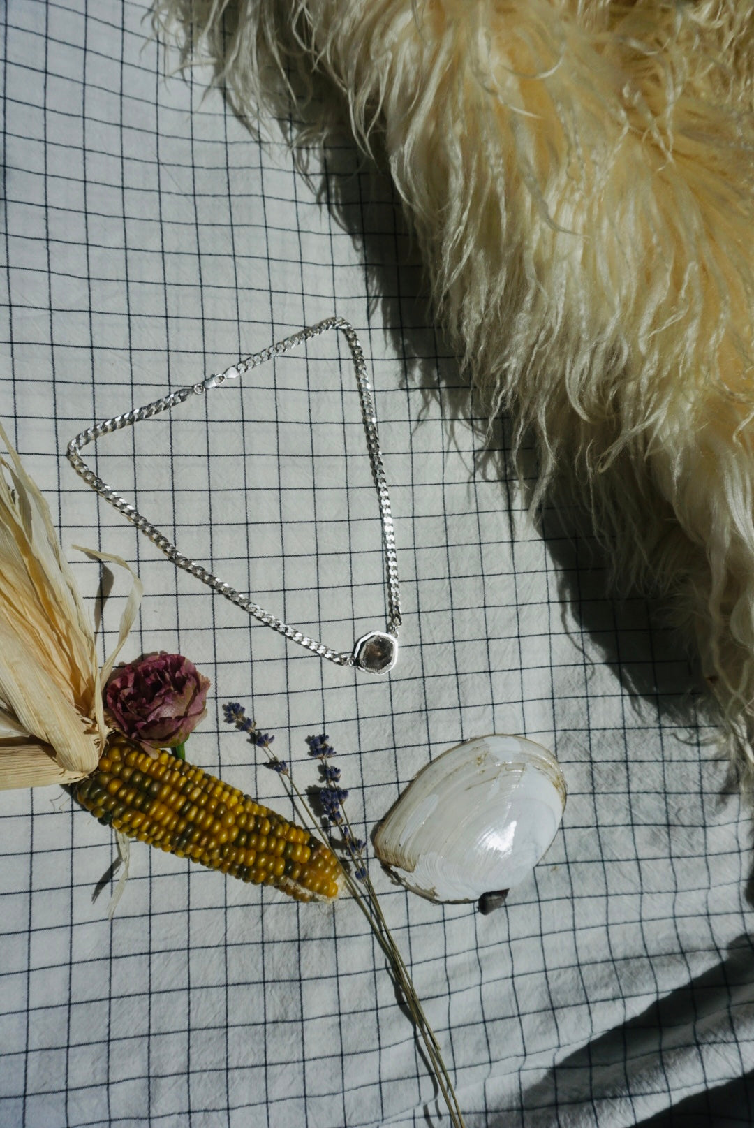 The Mini Abundance Necklace // Sterling Silver + Natural Faceted Smokey Quartz