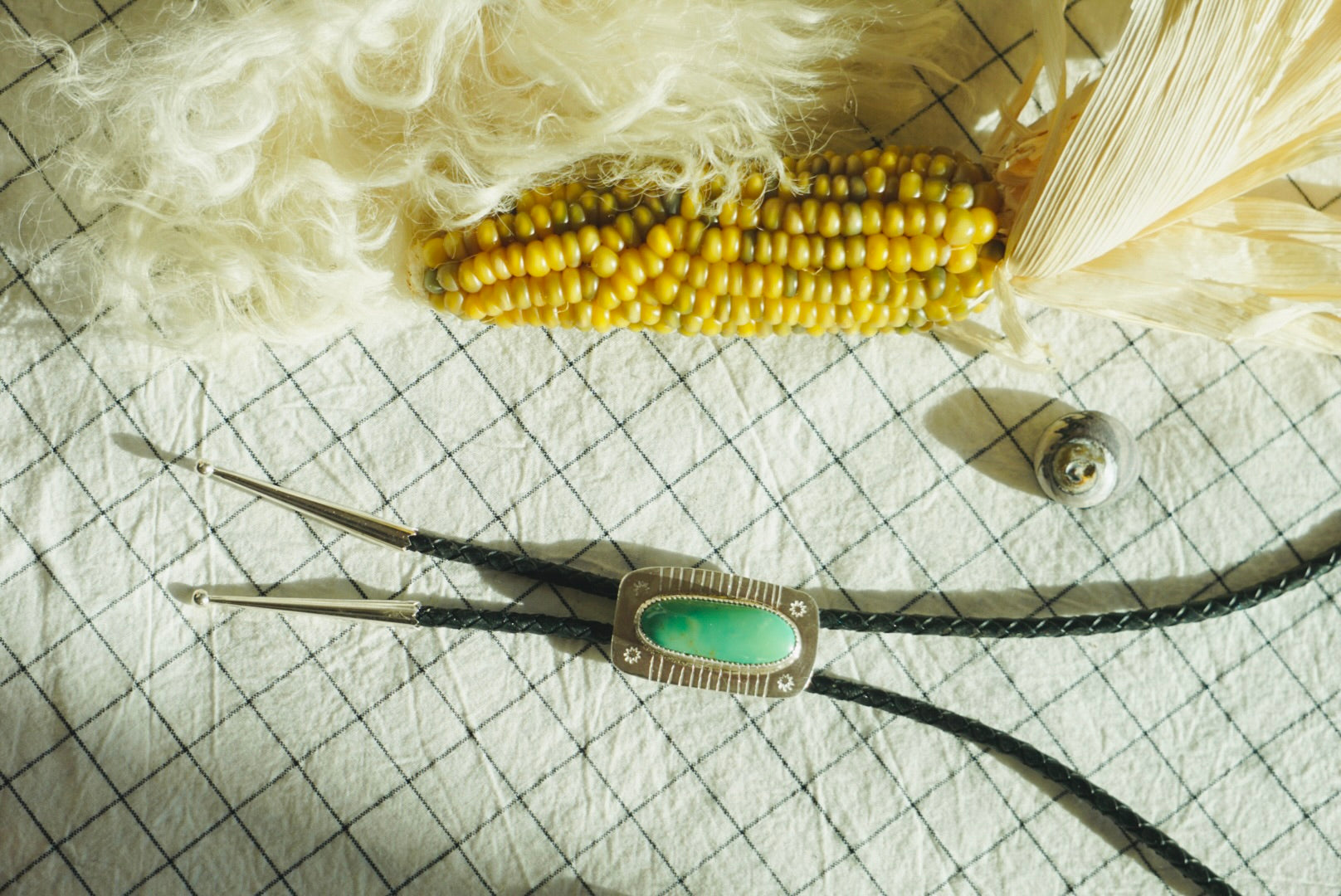 Of-the-World Western Bolo // Aqua Pilot Mountain Turquoise, Genuine Leather + Sterling Silver