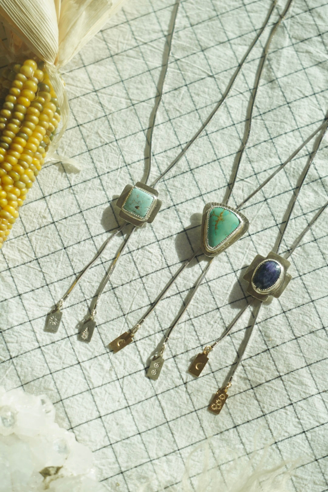 Sterling + Stone Minimal Bolo Necklace // Faceted Rose Cut Sapphire