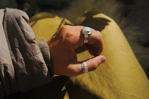 ‘Stacker Band #2 — Meadow Floral Sterling Silver Band