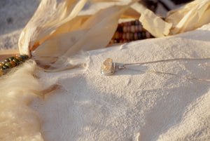 Silver Lining Necklace  // freeform faceted pink topaz