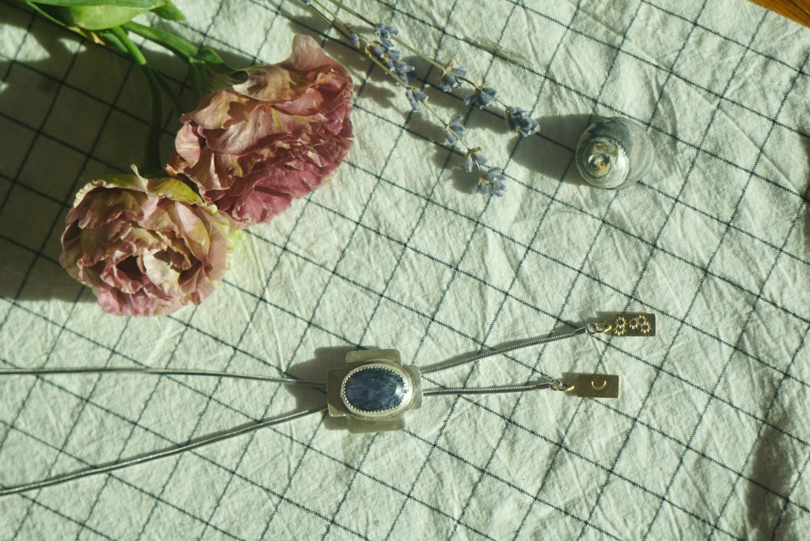 Sterling + Stone Minimal Bolo Necklace // Faceted Rose Cut Sapphire