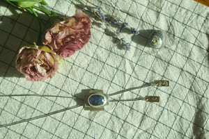 Sterling + Stone Minimal Bolo Necklace // Faceted Rose Cut Sapphire
