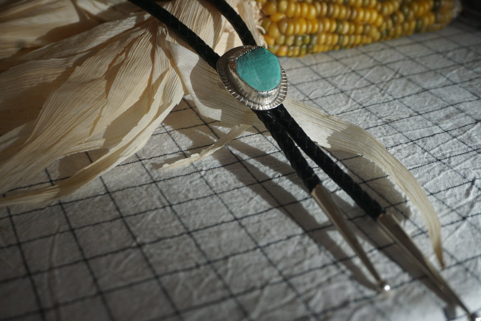 Of-the-World Western Bolo #11 // Marfa Turquoise, Genuine Leather + Sterling Silver