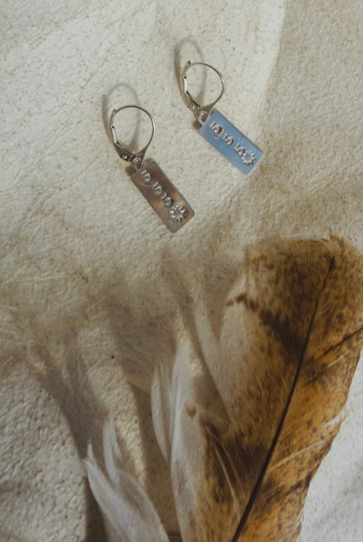 ‘Angel Number Tag Charmer Latchback Earrings // Sterling Silver