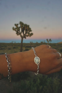 Silver Lining Oval Link Turquoise Bracelet // White Buffalo Turquoise + Sterling Silver