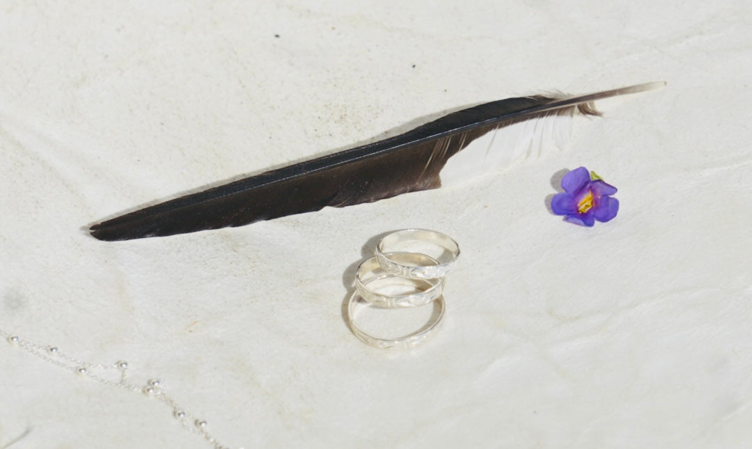 ‘Stacker Band #1 — Cabin Floral Sterling Silver Band