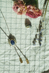 Sterling + Stone Minimal Bolo Necklace // Faceted Rose Cut Sapphire