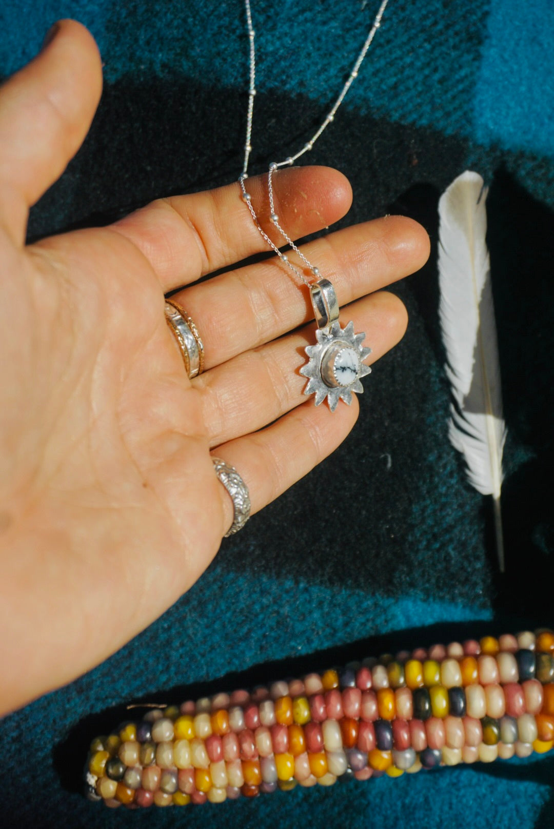 Sun Keepers Talisman Necklace #4 //  White Buffalo Turquoise