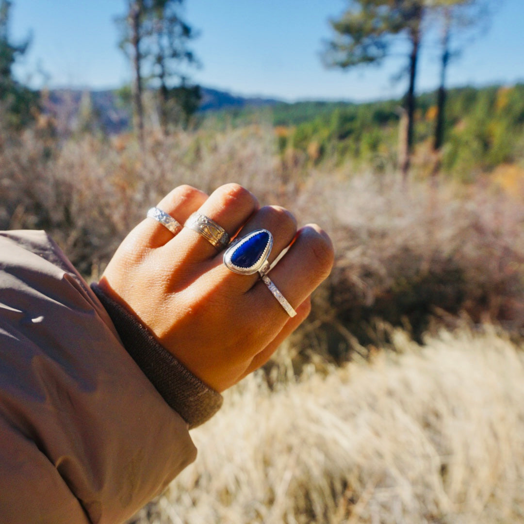 ‘Stacker Band #2 — Meadow Floral Sterling Silver Band