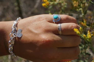 ‘Mini Feather Cut Ring #7 SIZE 5 // Sterling + Kingman Turquoise