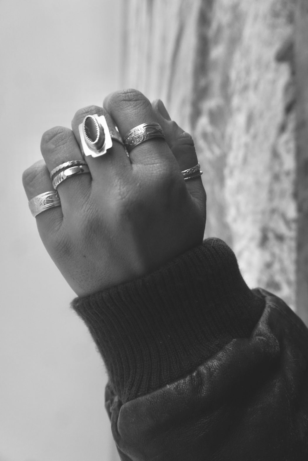 ‘Stacker Band #5 —  Palma Flower Sterling Silver Band
