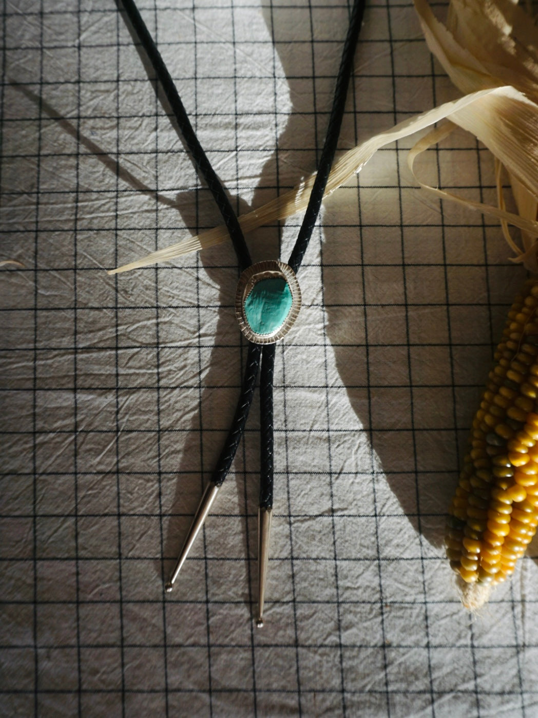 Of-the-World Western Bolo #11 // Marfa Turquoise, Genuine Leather + Sterling Silver