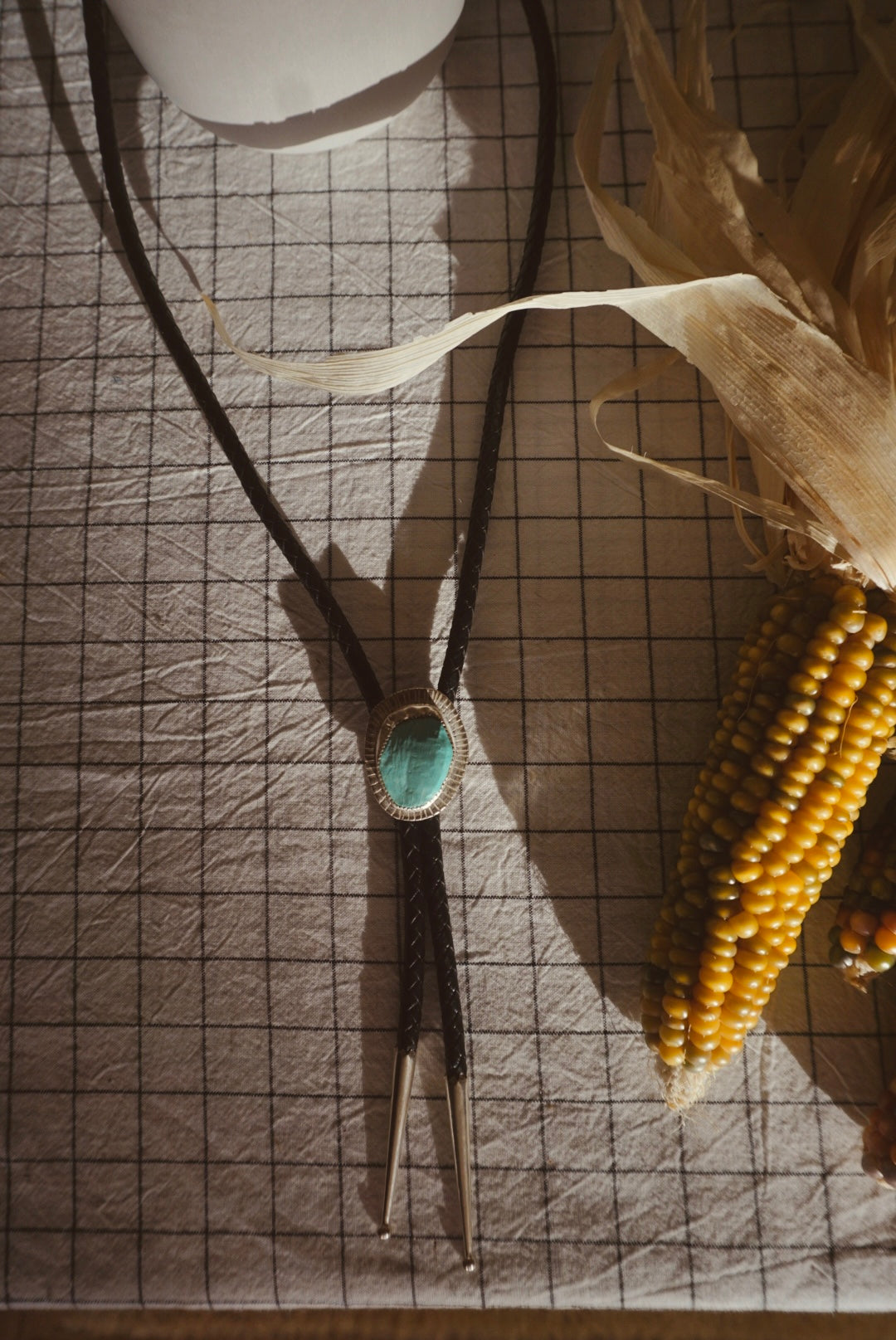 Of-the-World Western Bolo #11 // Marfa Turquoise, Genuine Leather + Sterling Silver