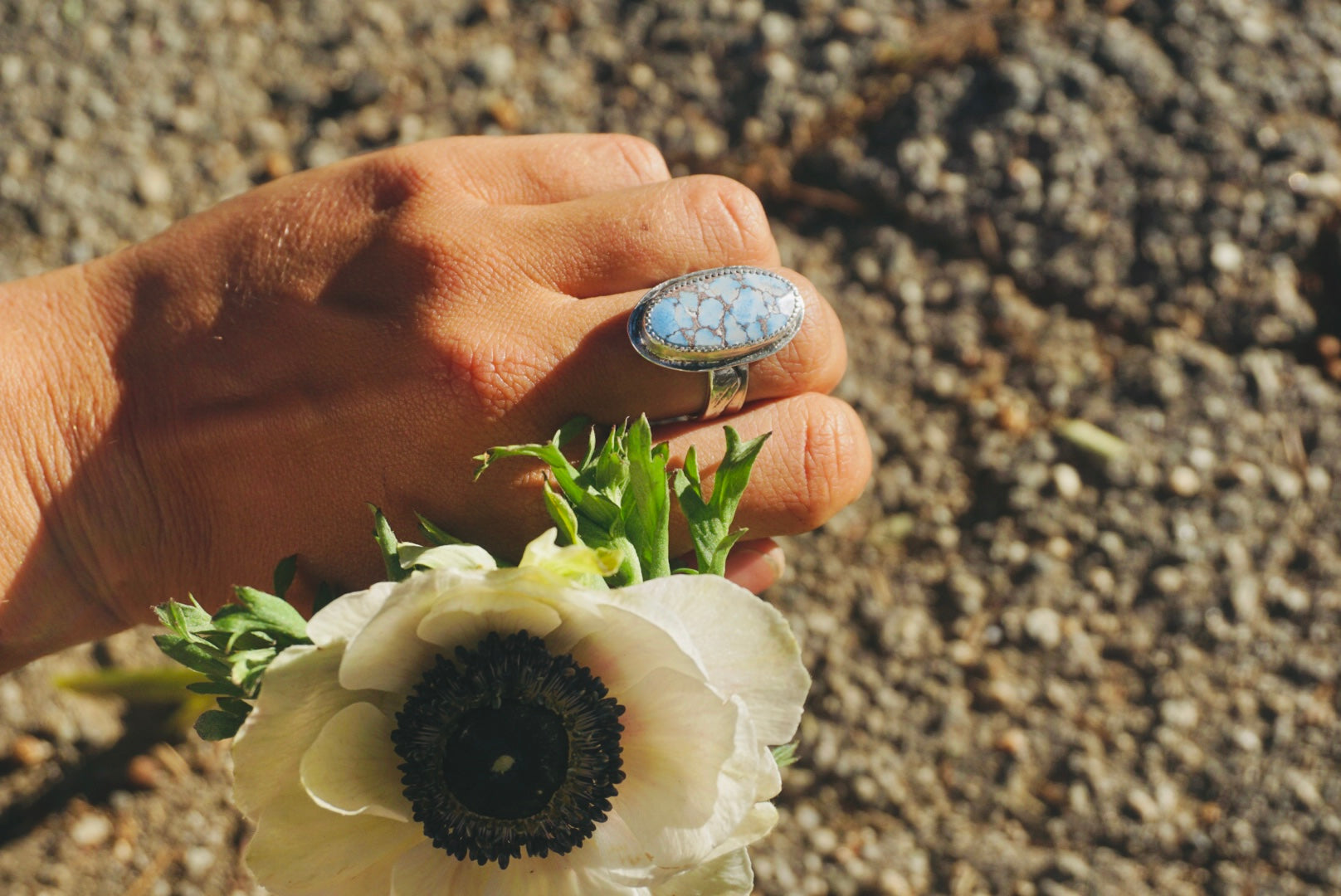 Mountain Band Ring size 9 // Lavender x Golden Hills Turquoise