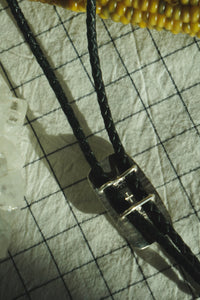 Of-the-World Western Bolo // Aqua Pilot Mountain Turquoise, Genuine Leather + Sterling Silver