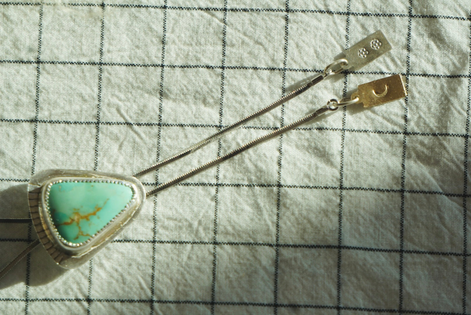 Sterling + Stone Minimal Bolo Necklace // Aqua Pilot Mountain Turquoise