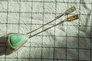 Sterling + Stone Minimal Bolo Necklace // Aqua Pilot Mountain Turquoise