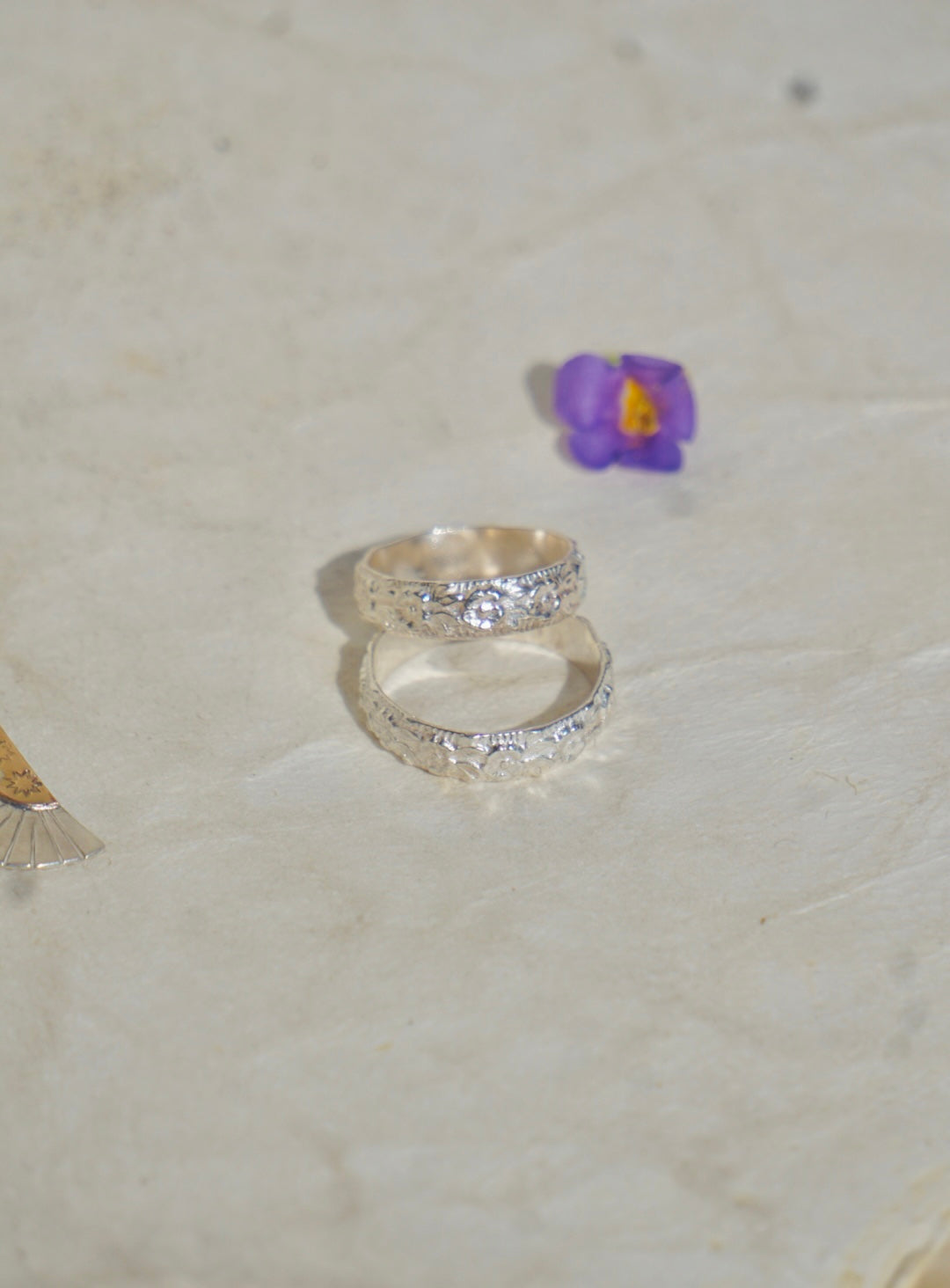 ‘Stacker Band #2 — Meadow Floral Sterling Silver Band