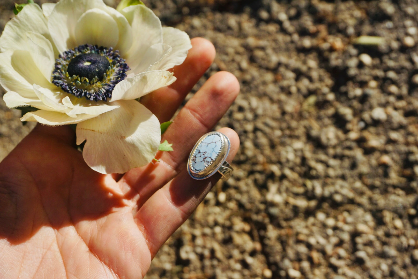 Mountain Band Ring size 5 // Lavender x Golden Hills Turquoise