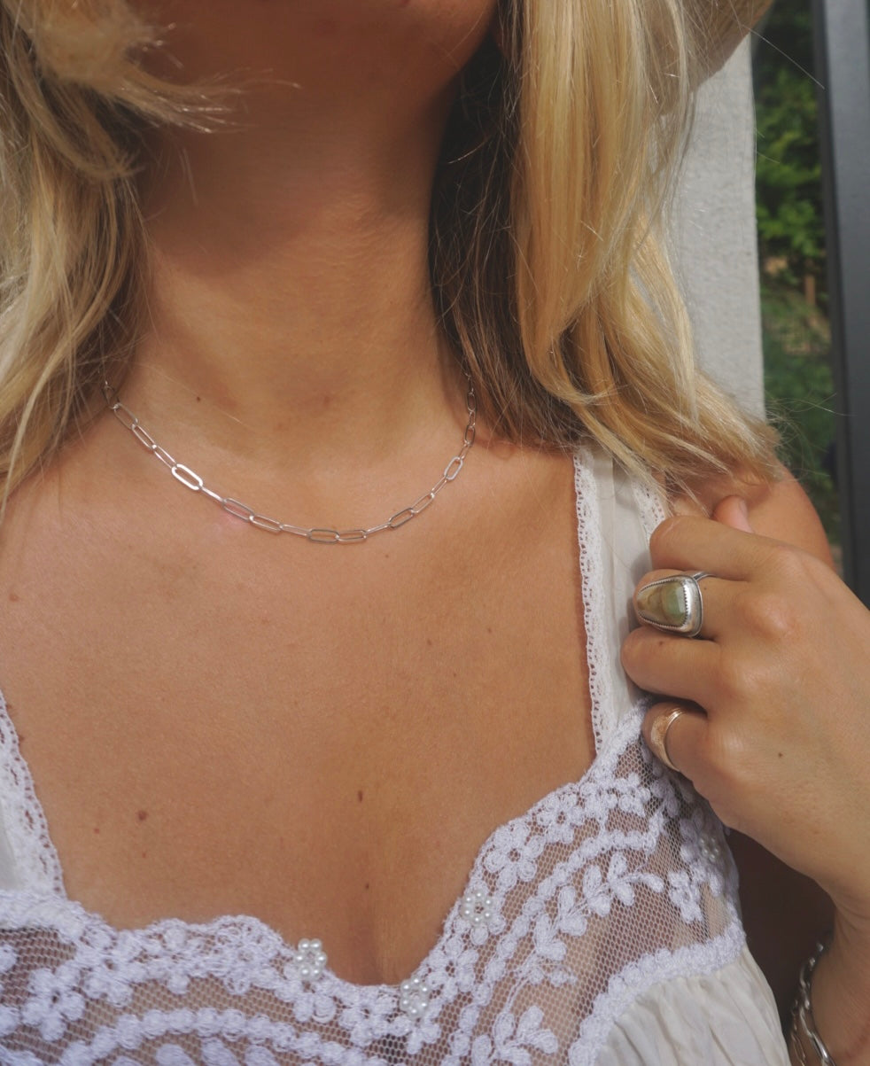 ‘Paperclip Chain Necklace — Halibou Layering Collection // Sterling Silver