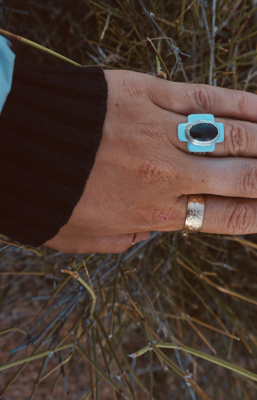 Four Directions Ring #1 SIZE 6 // Sterling + Onyx