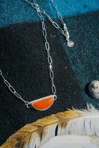 Red Sky At Night Necklace // Red Jasper + Paperclip Chain