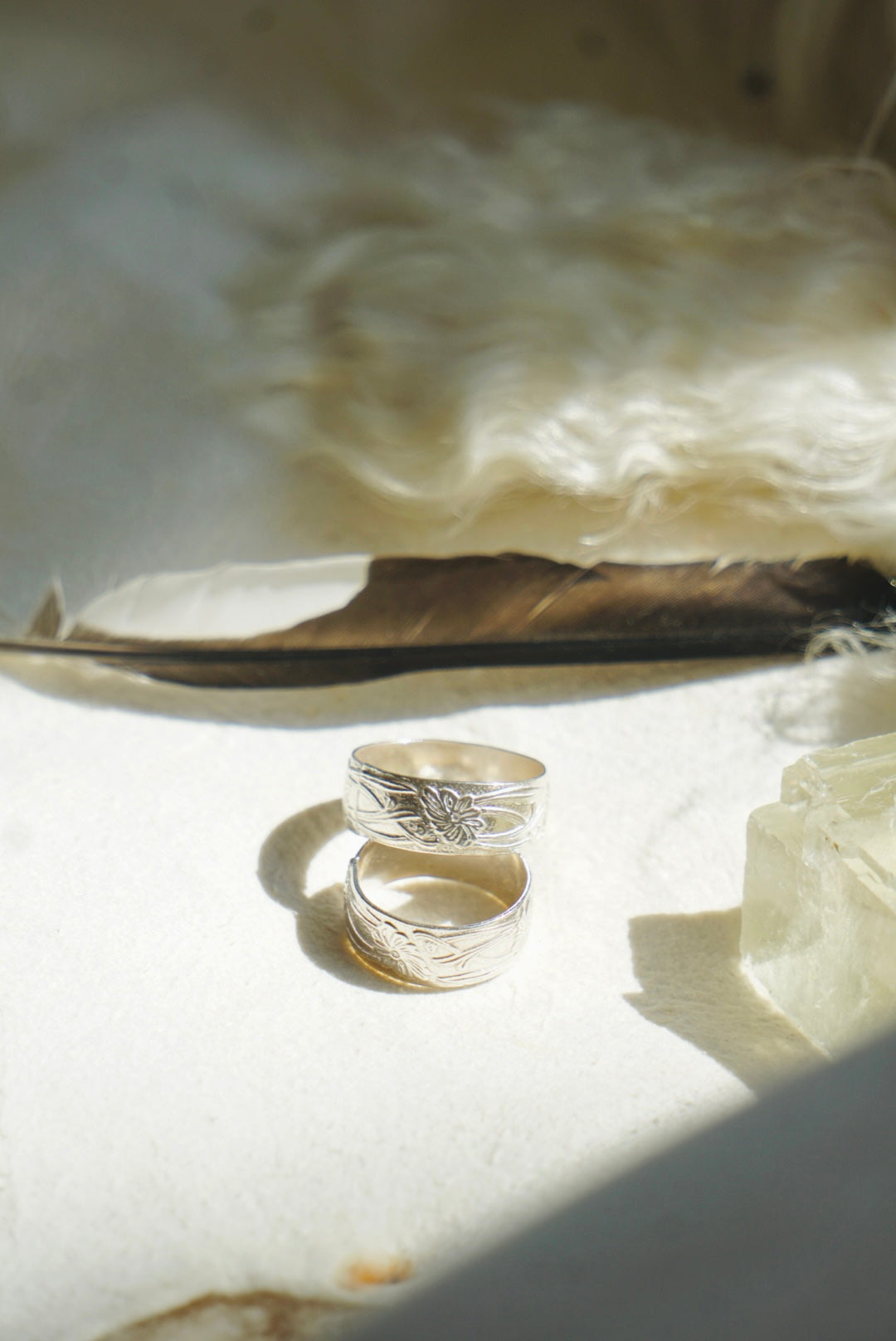 ‘Stacker Band #5 —  Palma Flower Sterling Silver Band