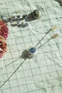 Sterling + Stone Minimal Bolo Necklace // Faceted Rose Cut Sapphire