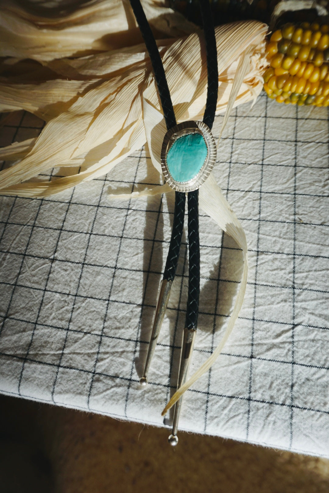 Of-the-World Western Bolo #11 // Marfa Turquoise, Genuine Leather + Sterling Silver