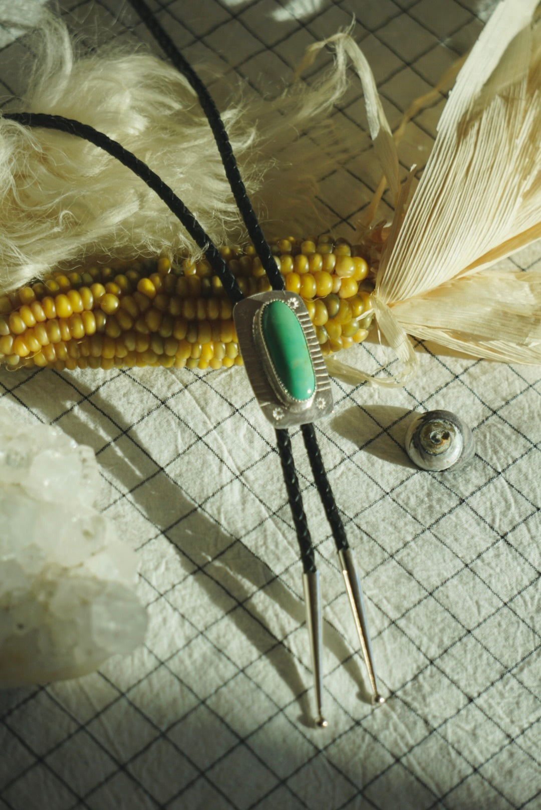 Of-the-World Western Bolo // Aqua Pilot Mountain Turquoise, Genuine Leather + Sterling Silver