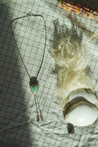 Sterling + Stone Minimal Bolo Necklace // Aqua Pilot Mountain Turquoise