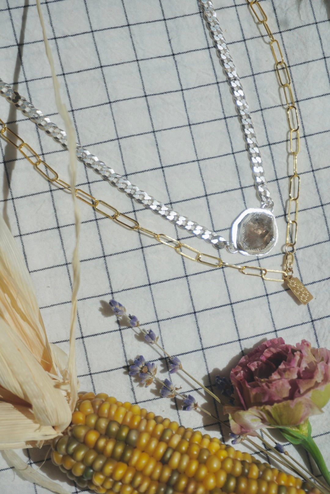 The Mini Abundance Necklace // Sterling Silver + Natural Faceted Smokey Quartz