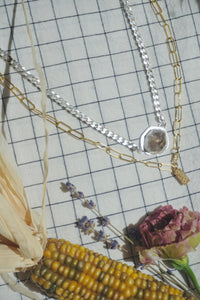 The Mini Abundance Necklace // Sterling Silver + Natural Faceted Smokey Quartz