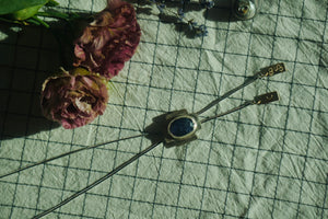 Sterling + Stone Minimal Bolo Necklace // Faceted Rose Cut Sapphire