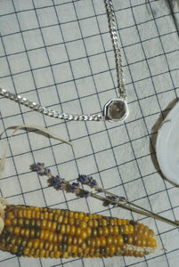 The Mini Abundance Necklace // Sterling Silver + Natural Faceted Smokey Quartz