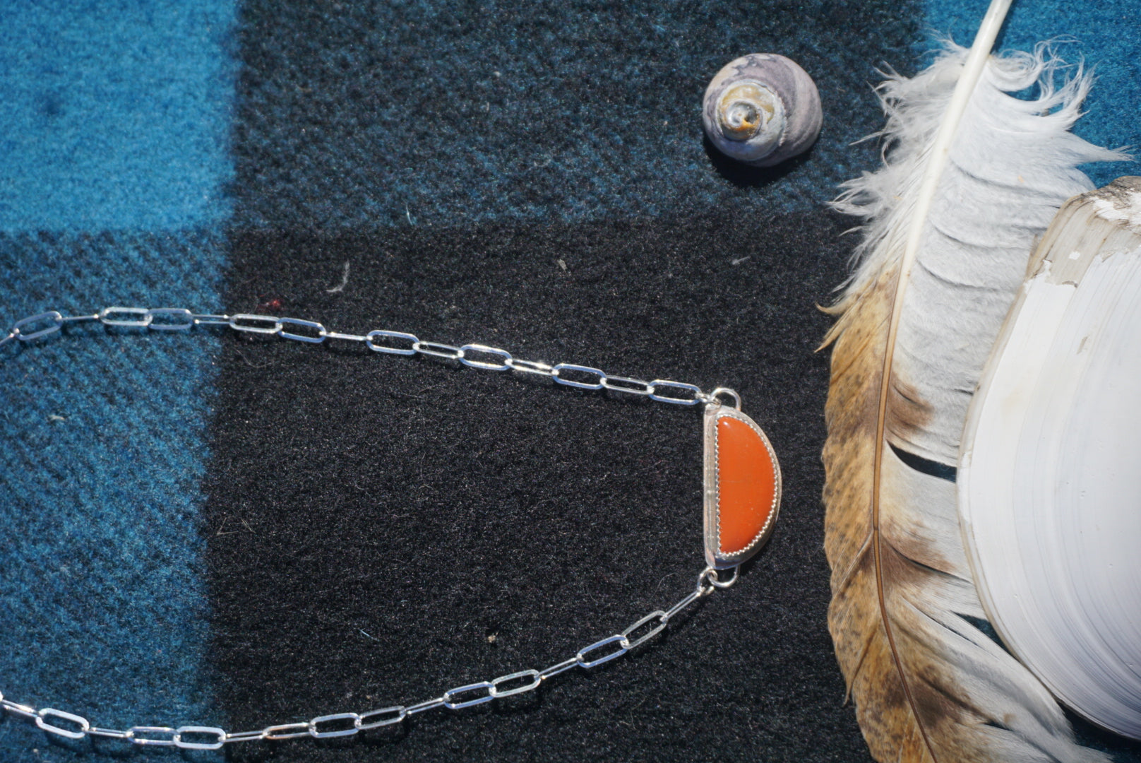 Red Sky At Night Necklace // Red Jasper + Paperclip Chain