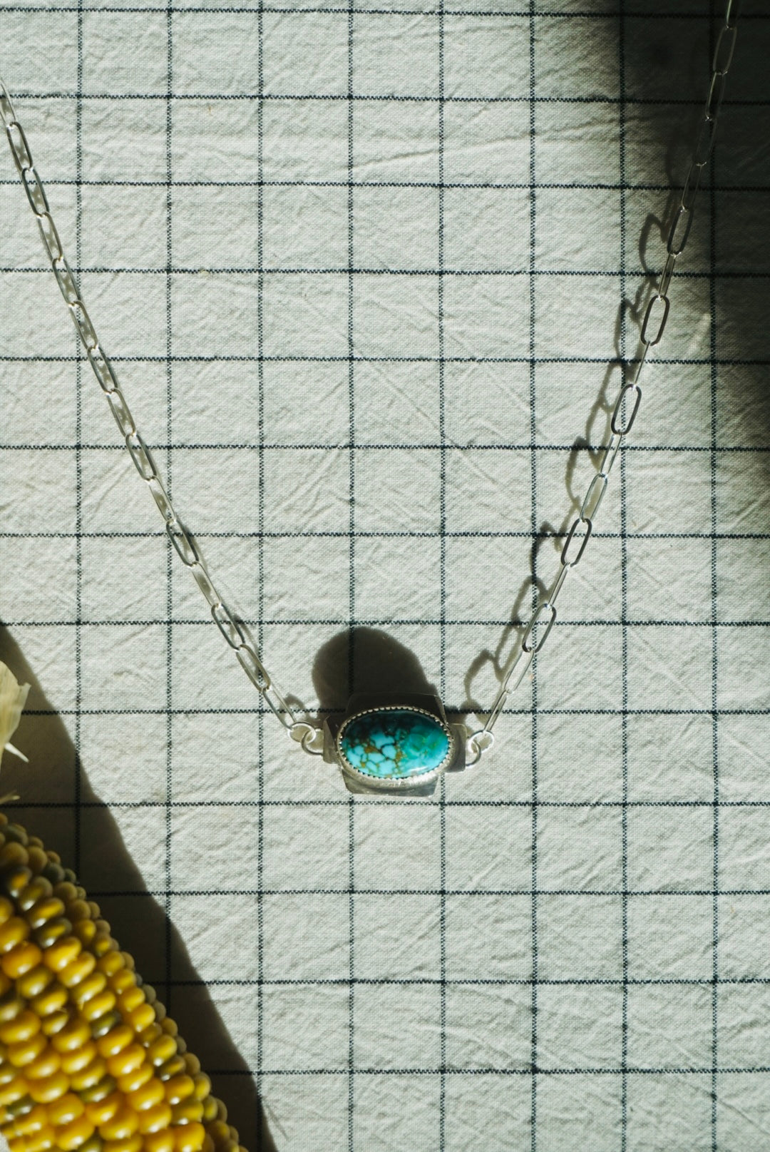 Four Directions Necklace // Kingman Turquoise + Paperclip Chain