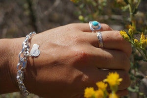 ‘Mini Feather Cut Ring #7 SIZE 5 // Sterling + Kingman Turquoise