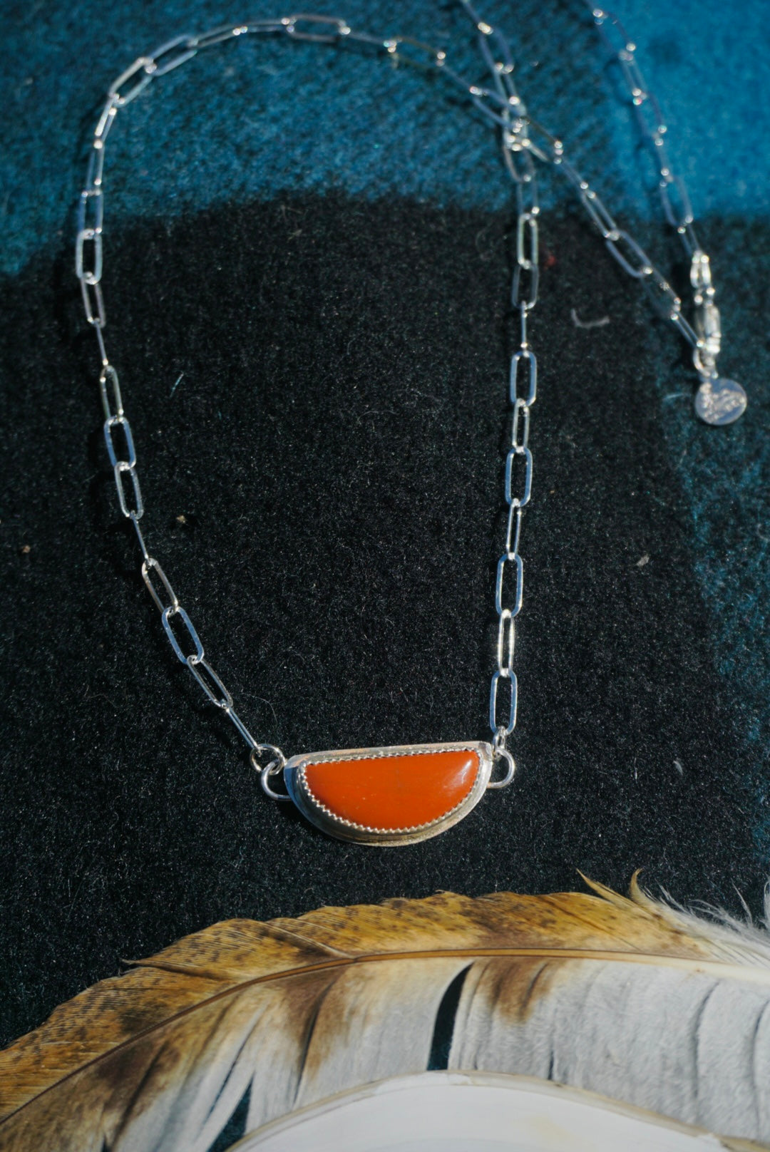 Red Sky At Night Necklace // Red Jasper + Paperclip Chain